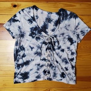 American Eagle - Blue and White Tie Dye Crop